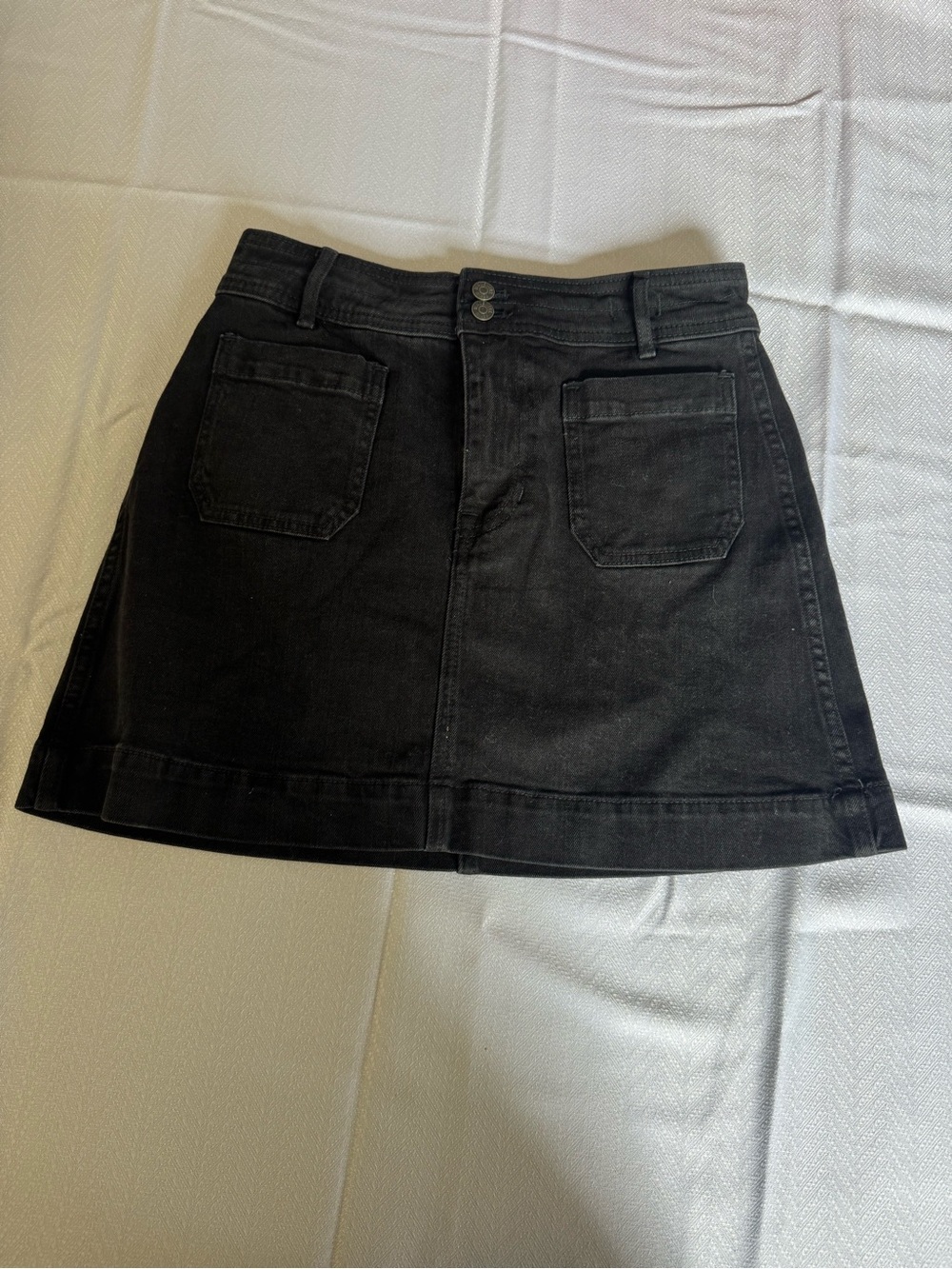 Madewell Stretch Denim A-Line Mini Skirt in Black Frost NWT Size 0
